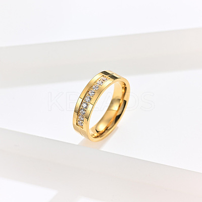 304 Stainless Steel Micro Pave Cubic Zirconia Finger Rings FS-WGAD461-19-1
