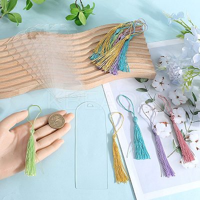 DIY Bookmark Making Kits. with Transparent Acrylic & Polyester Tassel Decoration DIY-SP0001-92B-1