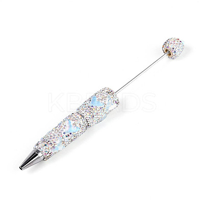 Fishtail Resin & Polymer Clay Pave Rhinestone Ball-Point Pen AJEW-T013-05F-1