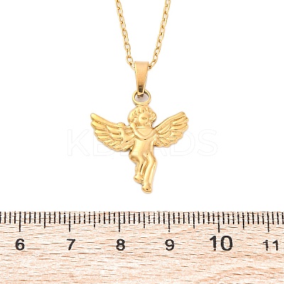 304 Stainless Steel Cupid Pendant Necklaces NJEW-H059-31G-1