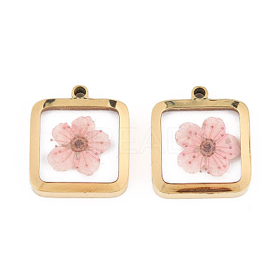 304 Stainless Steel Epoxy Resin Pendants STAS-T072-36-1
