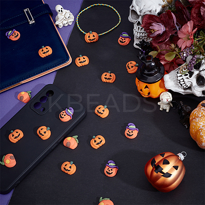 55Pcs 3 Styles Pumpkin Resin Cabochons RESI-OC0001-71-1