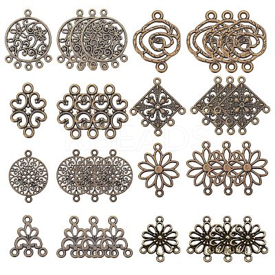 80Pcs 8 Style Tibetan Style Links Connectors PALLOY-SC0004-03-1