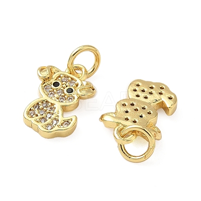 Brass Micro Pave Clear Cubic Zirconia Pendants KK-H076-20G-1