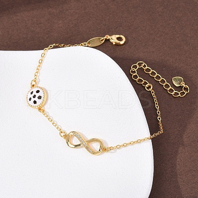 Sports Brass Micro Pave Cubic Zirconia Infinity Link Bracelets BJEW-D386-01E-G-1