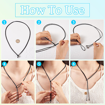 Waxed Polyester Cord Slider Necklace Making NJEW-TAC0018-02-1
