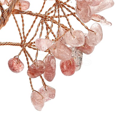 Natural Strawberry Quartz Chips Tree of Life Decorations DJEW-C016-02C-1