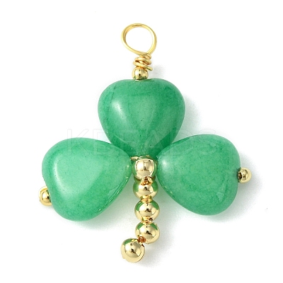Saint Patrick's Day Natural Malaysia Jade Dyed Shamrock Pendants X-PALLOY-JF02235-01-1