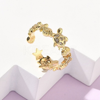 304 Stainless Steel Cubic Zirconia Cuff Open Rings for Women LS-RJEW-Z122-02G-02-1