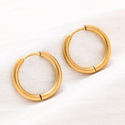 Ion Plating(IP) 304 Stainless Steel Huggie Hoop Earrings EJEW-F111B-19mm-G-1