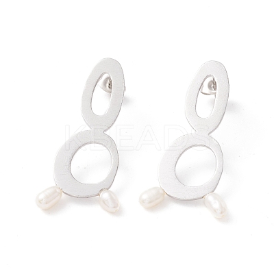 Infinity with Natural Pearl Dangle Stud Earrings for Women STAS-P302-08P-1