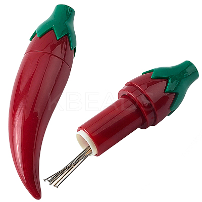 Chili Shape Plastic Needle Storage Case AJEW-WH20077-007-1