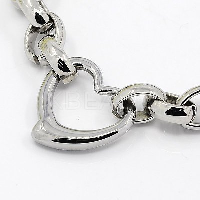 Tarnish Resistant Fashionable 304 Stainless Steel Heart Link Bracelets X-BJEW-G423-10-1