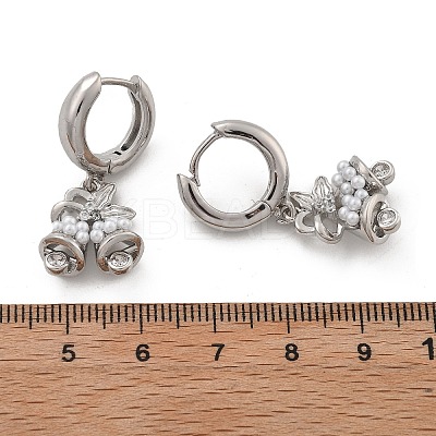 Brass Micro Pave Clear Cubic Zirconia Hoop Earrings EJEW-R016-06P-1