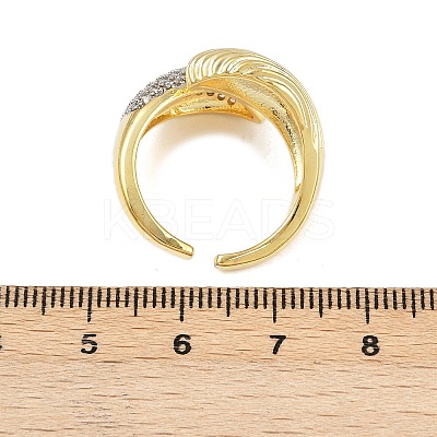 Brass Micro Pave Cubic Zirconia Cuff Rings for Women RJEW-C140-16G-1