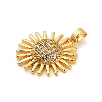 Brass Micro Pave Clear Cubic Zirconia Pendants KK-S503-02G-1