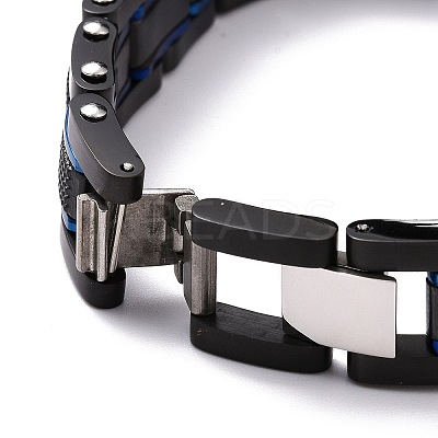 Ion Plating(IP) 304 Stainless Steel Rectangle Link Bracelet BJEW-B056-01-1
