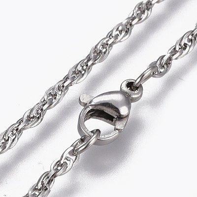 Non-Tarnish 304 Stainless Steel Rope Chain Necklaces NJEW-L167-01B-P-1