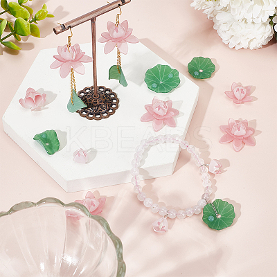 24Pcs 7 Styles Simulation Lotus/Lotus Leaf Acrylic Bead Caps FIND-DR001-42-1