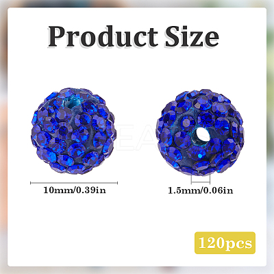 120Pcs Pave Disco Ball Beads RB-SC0001-13C-1