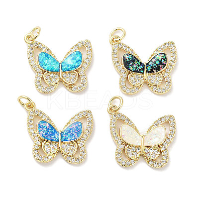 Brass Micro Pave Clear Cubic Zirconia Pendants KK-L213-002G-1