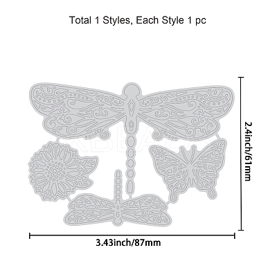 Dragonfly Pattern Carbon Steel Hot Foil Plate Metal Dies DIY-WH0226-046-1