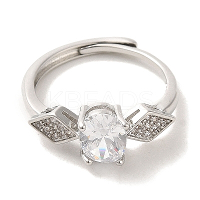 Brass Micro Pave Cubic Zirconia Rings for Women RJEW-E295-43P-1