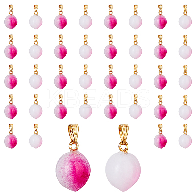 100Pcs 2 Colors Opaque Spray Painted Glass Pendants GLAA-DC0001-25-1