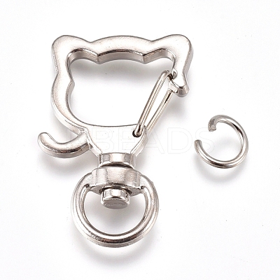 Alloy Swivel Lobster Clasps KEYC-WH0016-37P-1