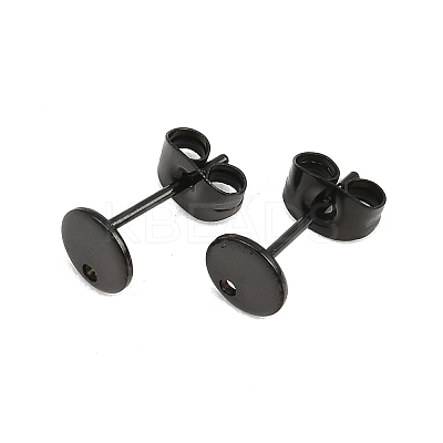 Ion Plating(IP) 304 Stainless Steel Stud Earring Findings STAS-P198-25-6mm-B-1