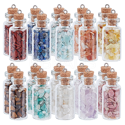 20Pcs 10 Styles Glass Wishing Bottle Pendants PALLOY-HY00068-1