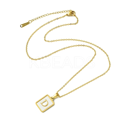 Ion Plating(IP) Rectangle with Initial Letter 304 Stainless Steel Pendant Necklace NJEW-R265-04G-D-1