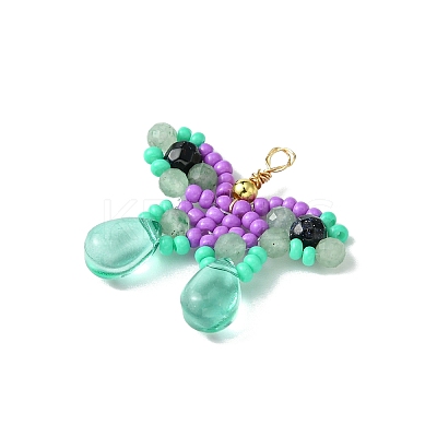 Beaded Butterfly Charms PALLOY-MZ00430-1