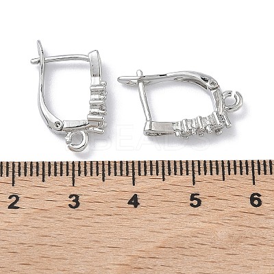 Brass Micro Pave Clear Cubic Zirconia Hoop Earring Findings KK-Z143-05P-1