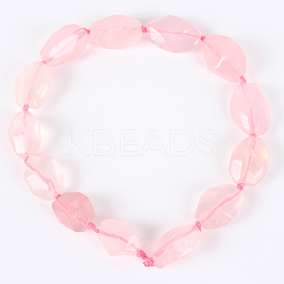 Natural Gemstone Rose Quartz Nuggets Bead Strands G-E218-08-1