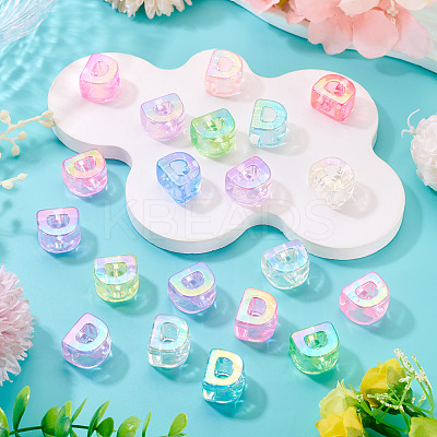 20Pcs UV Plating Transparent Acrylic European Beads OACR-TADJ0001-19D-1