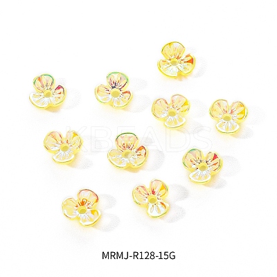 Electroplated 3-petal Flower Resin Cabochons MRMJ-R128-15G-1