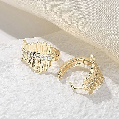 Brass Clear Cubic Zirconia Hoop Earrings EJEW-Q014-17G-1