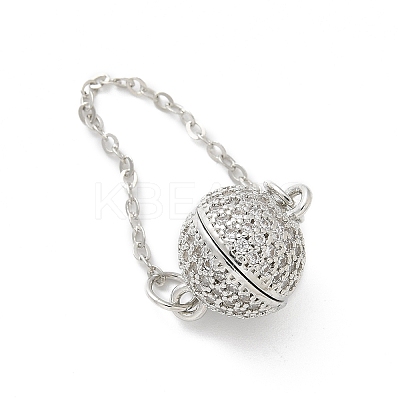 Brass Micro Pave Clear Cubic Zirconia Magnetic Clasps KK-Z083-17P-1