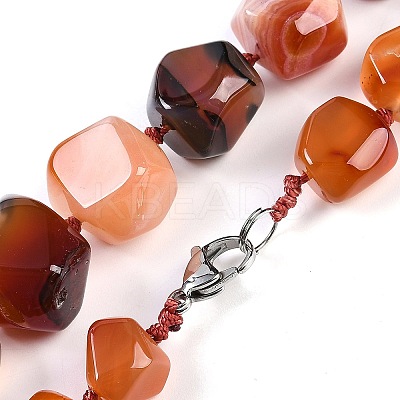 Red Agate Nuggets Beaded Necklaces for Women Men NJEW-K388-01B-1