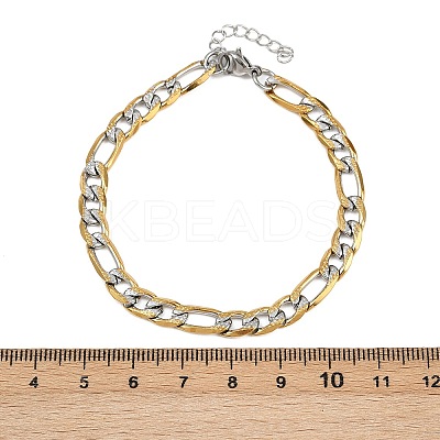 304 Stainless Steel Figaro Chain Bracelets for Women BJEW-G757-15GP-1