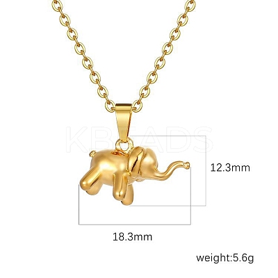 Stainless Steel Cable Chain Baby Elephant Pendant Necklaces PW-WG99660-01-1