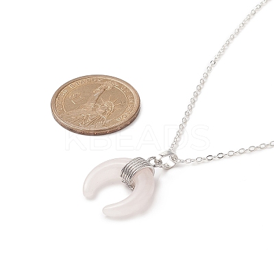 Natural Rose Quartz Geometry Pendant Necklace NJEW-JN04239-06-1