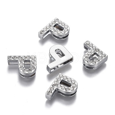 Alloy Letter Slide Charms RB-F034-01P-P-RS-1