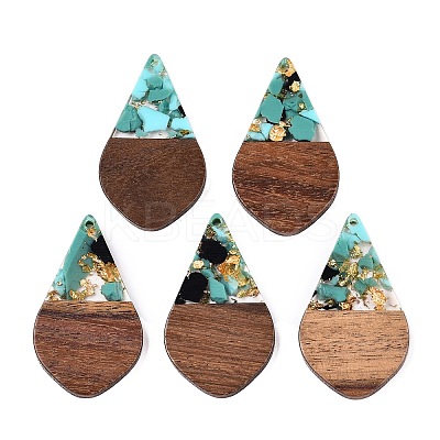 Transparent Resin and Walnut Wood Pendants RESI-T057-06J-1
