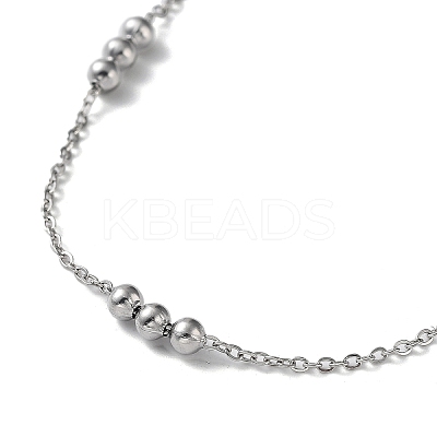 Non-Tarnish 304 Stainless Steel Round Beaded Link Chain Bracelets for Women LS-BJEW-D033-01P-1