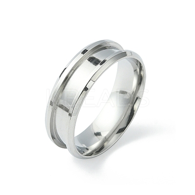 201 Stainless Steel Grooved Finger Ring Settings STAS-TAC0001-10F-P-1