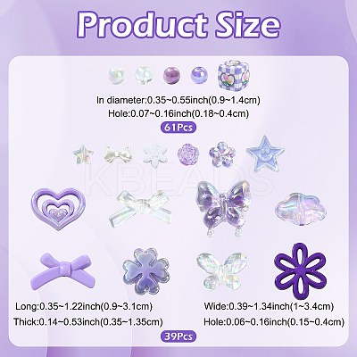 100Pcs 19 Styles Transparent & Opaque Acrylic Beads MACR-FS0002-37-1