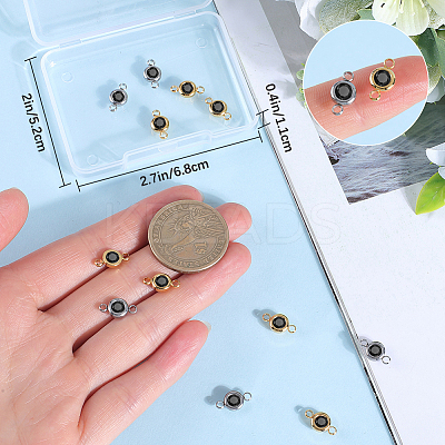 20Pcs 2 Colors 304 Stainless Steel Jet Rhinestone Links/Connectors STAS-BBC0009-18-1