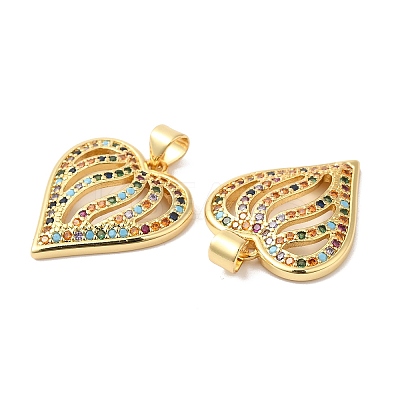 Real 16K Gold Plated Brass Micro Pave Colorful Cubic Zirconia Pendants ZIRC-L103-027G-02-1